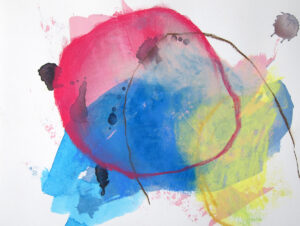 Colorful, abstract mixed media artwork