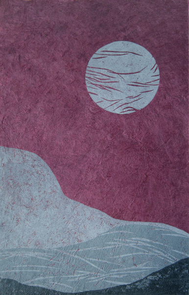 Moon Rise 2 - woodcut print by Cathy Durso