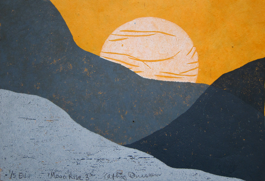 Moon Rise 3 - woodcut print by Cathy Durso