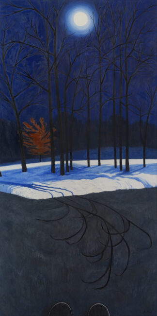 oil painting of a nocturnal landscape in winter